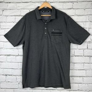 Travis Mathew Striped Pocket Grey Golf Polo Men Shirt Size XL Performance Button